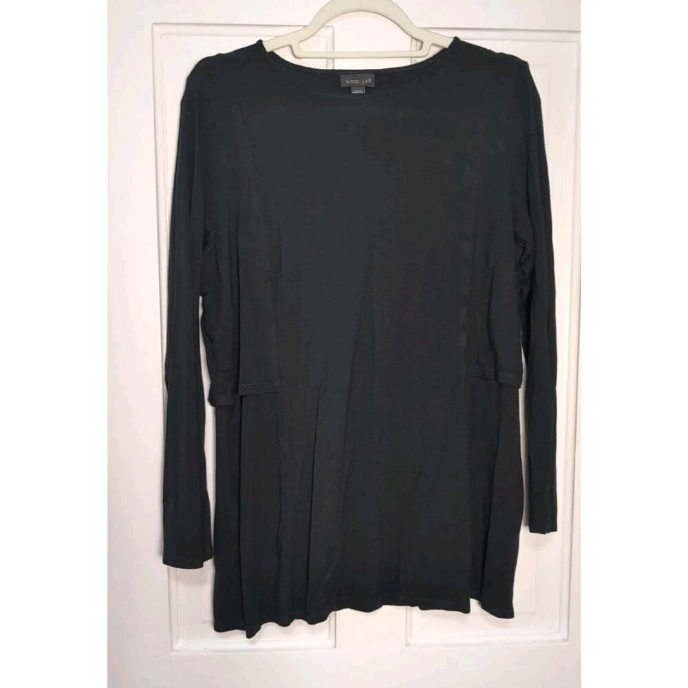J Jill Wearever Tunic Top Black Capsule Wardrobe Work Women's M (1187)